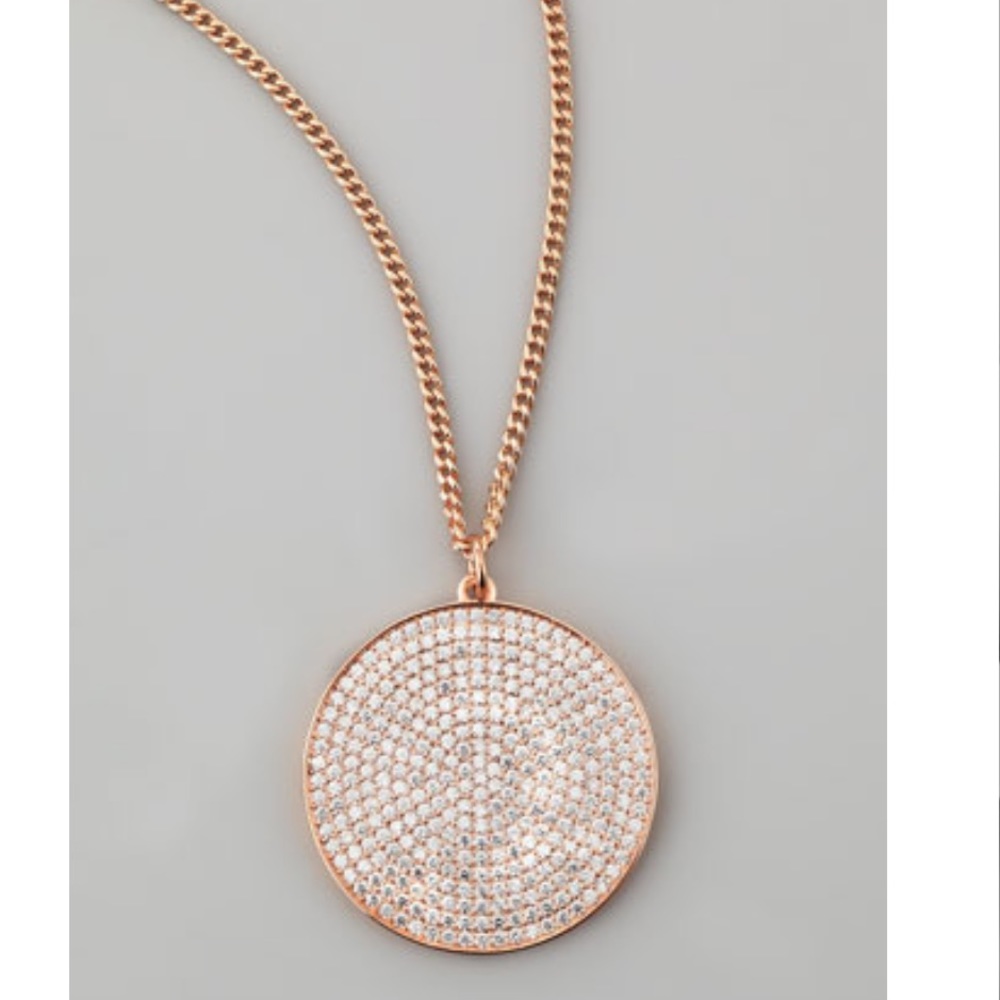 ♥️ Lisa Freede Rose Golden Pave Disc Necklace